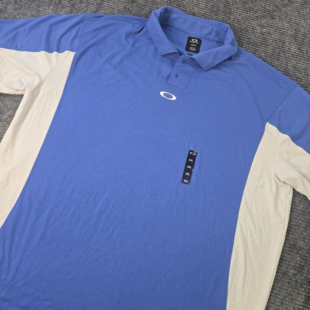 Oakley Golf Polo Shirt Mens XXL Hydrolix C1 Airvent Blue Short Sleeve Shirt